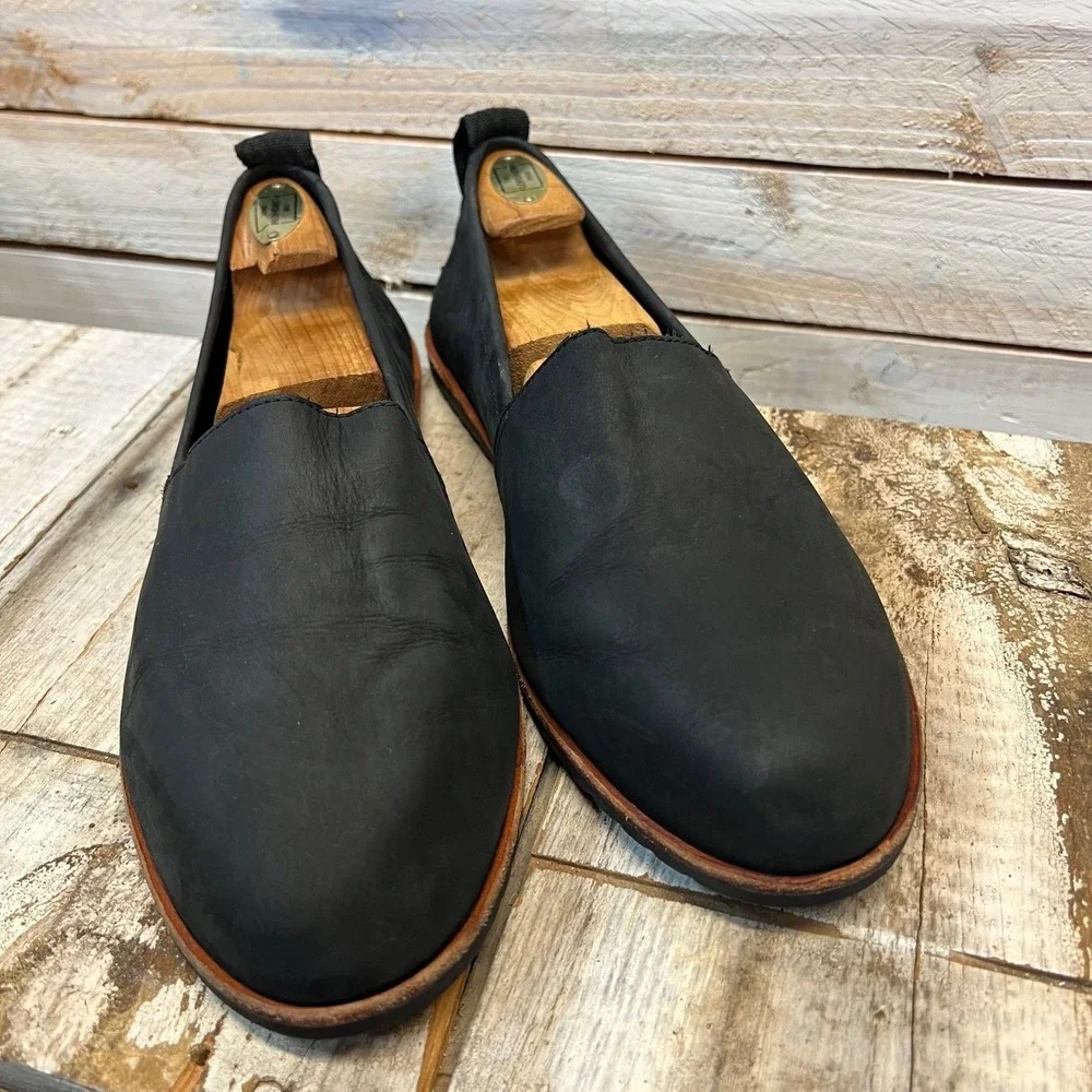 Sorel Black‎ Leather Ella Slip On Flats Minimalist Comfort 10.5 NL3211-010